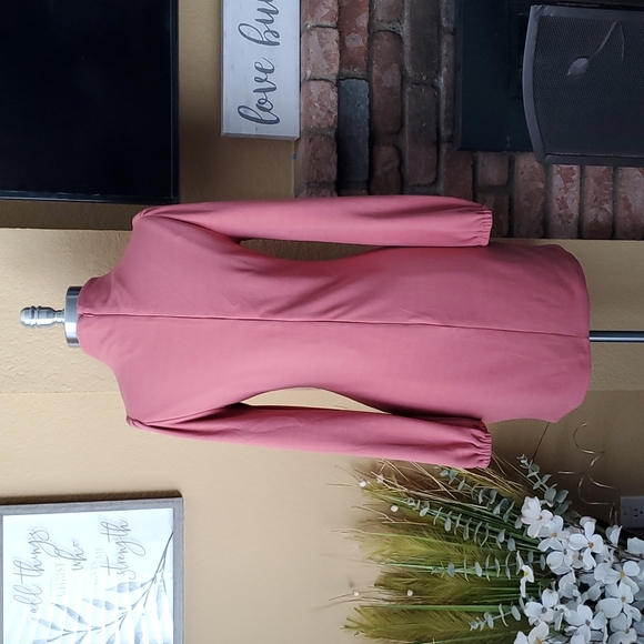 Fashion Nova Mauve Pink Long Sleeve Turtleneck Bodycon Mini Dress SIZE: M - Picture 7 of 13